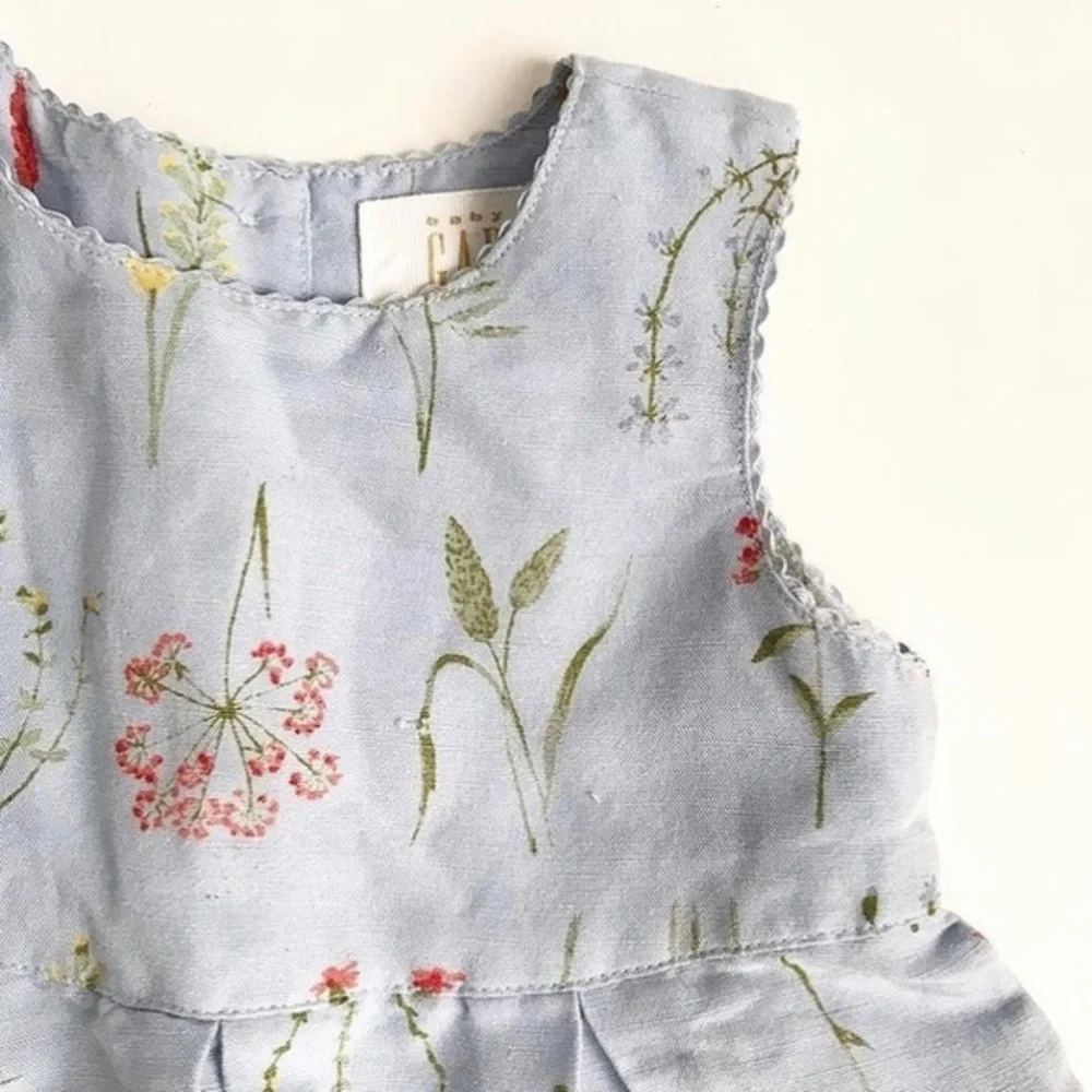 ViNtage Baby gap linen blend floral dress M(6-12m)